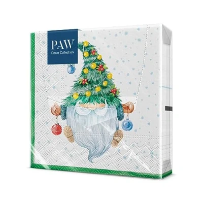Afbeelding van PAW Papieren Servetten 3 laags (33 x 33 cm) 20 Stuks Gedrukt met Inkt op Waterbasis Creëer de Kerstsfeer Voor een Vrolijke Kerst en Winter Wonderland Kerstfeest Kleur: Fancy Gnome
