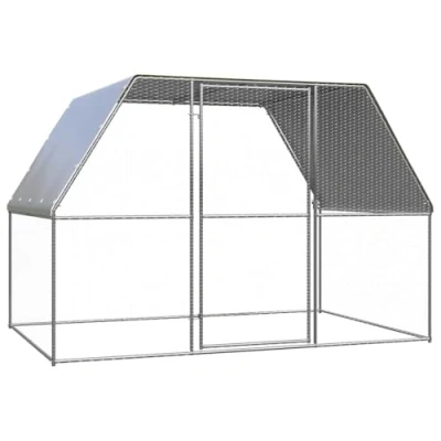 Afbeelding van vidaXL Kippenkooi 3x2x2 m gegalvaniseerd staal zilverkleurig en grijs