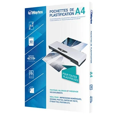 Afbeelding van WAYTEX 78274 lamineerfolie, A4, dik, 125 micron, 50 stuks transparant