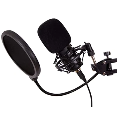 Afbeelding van CoolBox CoolCaster USB streaming microfoon met niercharme, statief + uittrekbare armhouder en popfilter, ideaal voor podcast, streaming, gaming, YouTube, Twitch