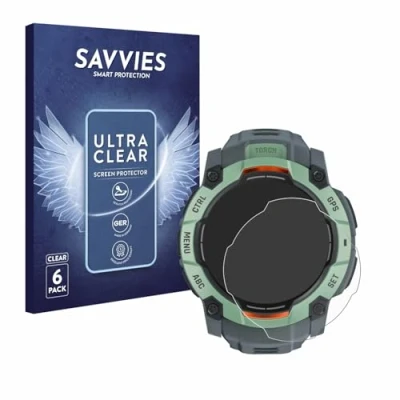 Afbeelding van Savvies (6 Stuks) Schermbeschermer voor Garmin Instinct 3 AMOLED (45 mm) Screen Protector Ultra Transparant