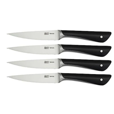 Afbeelding van Tefal Jamie Oliver Steakmessen Set, 4 x 12cm messen, Duits roestvrij staal K2670859, zwart