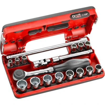 Afbeelding van Facom compacte doos 3/8&quot; 12 kant met ratel draaiend heft foam inlay J.360DBOX112