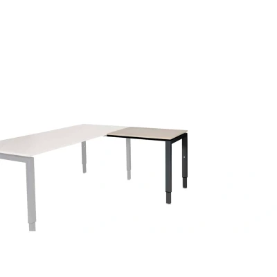 Afbeelding van Domino aanbouwtafel, hoogte instelbaar (62 85cm) met 80x60cm &#039;zwevend&#039; lindberg (licht) eiken 25mm blad en zwart (RAL9005) N poot frame