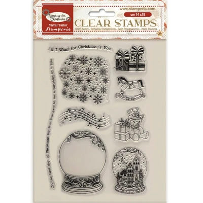 Afbeelding van Stamperia Gear up for Christmas Clear Stamps Snowglobes (WTK197)