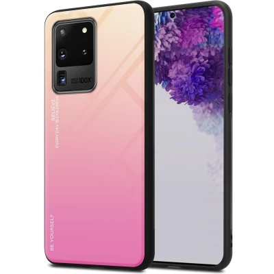 Afbeelding van Cadorabo Hoesje geschikt voor Samsung Galaxy S20 ULTRA in GEEL ROZE Tweekleurige beschermhoes TPU silicone Case