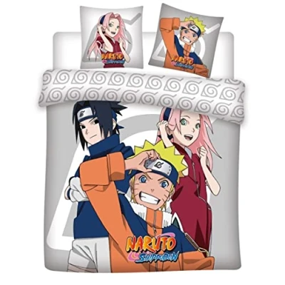 Afbeelding van AYMAX S.P.R.L Beddengoed voor tweepersoonsbed, Naruto, Sakura en Sasuke, dekbedovertrek van 240 x 220 cm + 2 kussenslopen 63