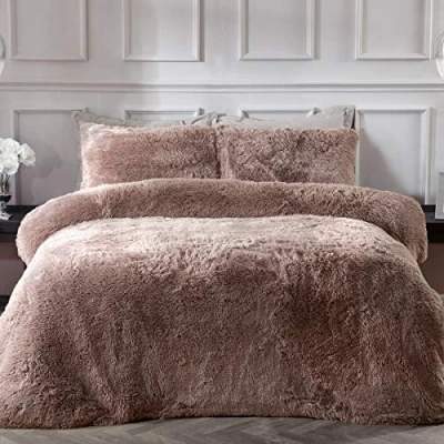 Afbeelding van Sleepdown 5056242754688 Luxe beddengoedset met kussenslopen van kunstnerts, zeer zacht, onderhoudsvriendelijk, voor tweepersoonsbed (200 x 200 cm), polyester, mink