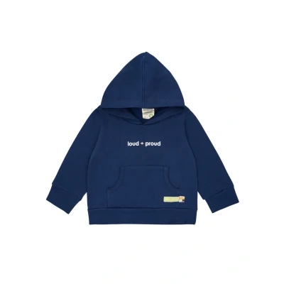 Afbeelding van loud + proud Uniseks kinderhoodie met logo, van biologisch katoen, GOTS gecertificeerd, Ultramarijn, 128