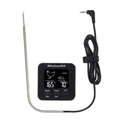 Afbeelding van KitchenCraft KitchenAid digitale keukenthermometer met timer en inloopovensonde