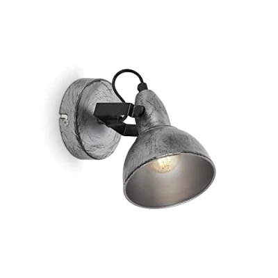 Afbeelding van BRILONER Wandlamp vintage, draaibare wandspot retro, wandlamp, 1x E14 fitting, Zilver Kunstwerk, 155x100 mm