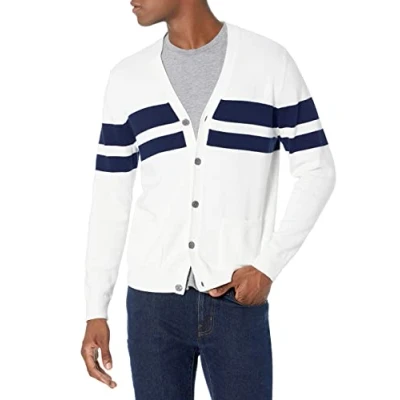 Afbeelding van Amazon Essentials Men&#039;s Vest van katoen, Marineblauw Wit Rugby, gestreept, XL