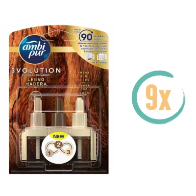 Afbeelding van 9x Ambi Pur 3Volution Navulling voor Elektrische Luchtverfrisser Legno Madera 20 ml