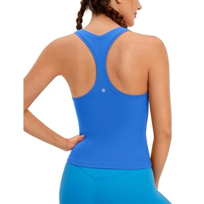 Afbeelding van CRZ Yoga Butterluxe Racerback Workout Tank Tops voor Vrouwen Mouwloze Gym Atletische Shirts Camisole Fonkelend blauw S