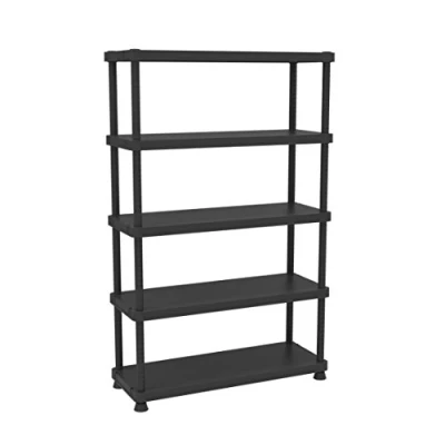 Afbeelding van Terry 12045 5c Modulaire stellingkast met 5 planken. Kleur: Zwart. Materiaal: Kunststof. Afmetingen: 120 x 45 187,5 cm