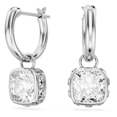 Afbeelding van Swarovski 5662919 Oorhangers Stilla Square zilverkleurig wit 0,8 x 2 cm