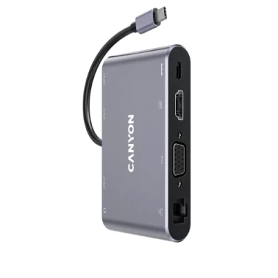 Afbeelding van Canyon Hub DS 14 8in1 (USB C, 8 Havens), Docking station + USB hub, Grijs