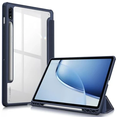 Afbeelding van Fintie Hoes voor Samsung Galaxy Tab S7 11&quot; 2020 Transparant Harde Schaal Achterkant Beschermhoes met Zachte TPU Rand Bumper 11 SM T870/875, (Marineblauw)