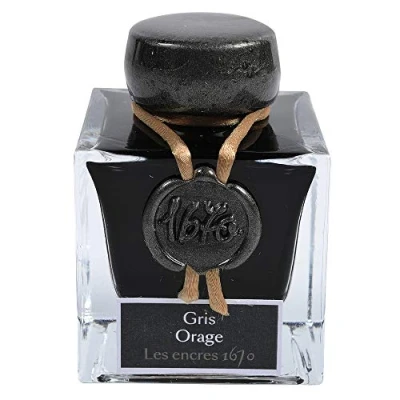 Afbeelding van Jacques Herbin 15009JT 1 fles glitter goud 1670 voor vulpen, scooter, glasveer en 50 ml, onweergrijs