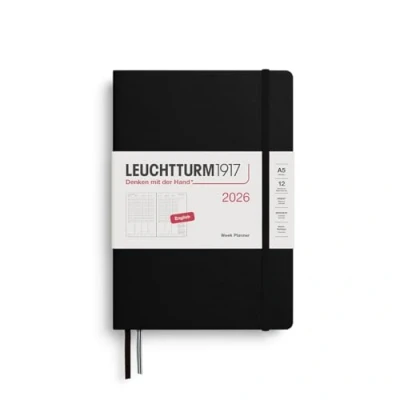 Afbeelding van Leuchtturm week/planning agenda 2026 black 21x15cm