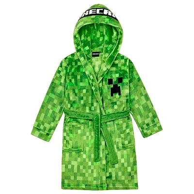 Afbeelding van Minecraft Badjas kinderen jongens fleece ochtendjas met capuchon Creeper Design, groen, 140