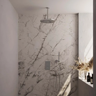 Afbeelding van Brauer Chrome Edition Regendoucheset inbouw hoofddouche 30 cm 2 functies inclusief inbouwdeel handdouche Staaf 1 stand chroom