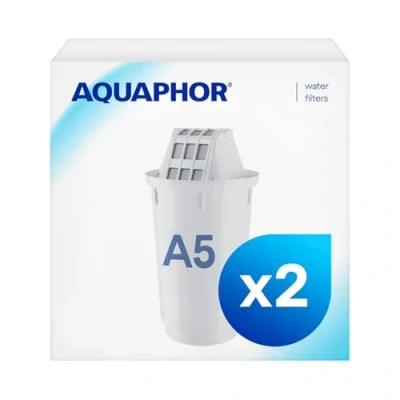 Afbeelding van Aquaphor Filterpatroon A5 Pack 2 met Aqualen technologie, tegen kalk, chloor en andere stoffen in stroomwater, compatibel modellen Provence, Prestige, Smile