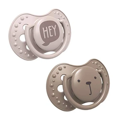Afbeelding van LOVI fopspeen 3 6 maanden, Siliconen, BPA vrij, Hygiënische hoes, Collectie Hey, 2 stuks, Bruin