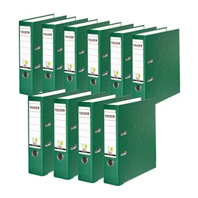 Afbeelding van Origineel Falken 10 stuks PP kleurige kunststof mappen. Made in Germany. 8 cm breed DIN A4 groen Vegan ringband dossiermap Lettermap Kantoormap map Gesleufde