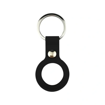 Afbeelding van AirTag case liquid series siliconen hoesje met ring zwart