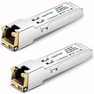 Afbeelding van QSFPTEK 2Pack 1000BASE T RJ45 koper SFP Transceiver, naar 1G Module voor Cisco GLC T/SFP GE T, Ubiquiti UF 1G, Meraki MA 1GB TX, D Link, Supermicro, Netgear, tot 100m