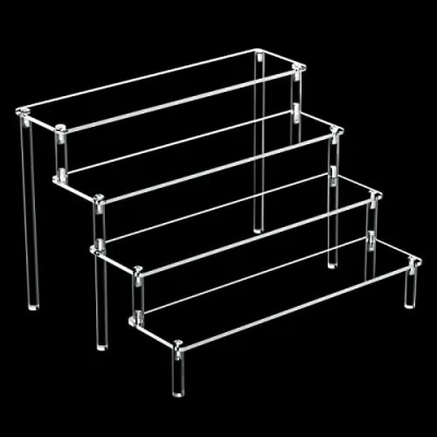 Afbeelding van Sarsumir acryl displaystandaard, 4 traps transparant display, riser, display voor figuren, cupcake, nagellak, specerijen, parfum (30 x 26 20 cm)