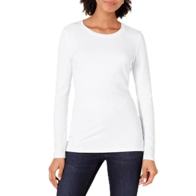 Afbeelding van Amazon Essentials Women&#039;s T shirt met lange mouwen en ronde hals in klassieke pasvorm (verkrijgbaar grote maten), Wit, XL