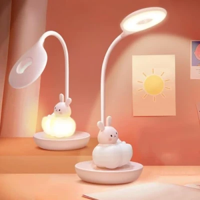 Afbeelding van FemKey Bureaulamp, LED Bureaulamp 360 Draaibare Draadloze met Aanraaksensor 3 Verlichtingsmodi voor Nacht, Kinderen, Leerlezer