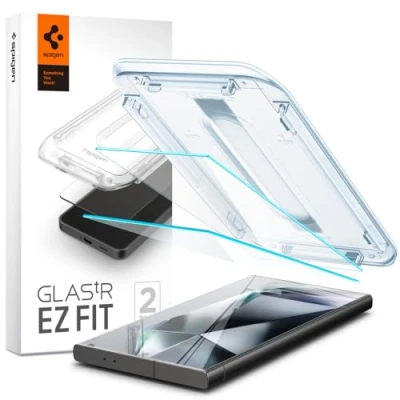 Afbeelding van Spigen Glas.tR EZ Fit Screenprotector compatibel met Samsung Galaxy S24 Ultra, 2 Stuks, Kristalhelder, Anti Scratch, Responsieve Aanraking, Case friendly, 9H Gehard Glas