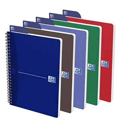 Afbeelding van Oxford Office Essentials spiraalschrift, 180 bladzijden, ft A5, geruit 5 mm, geassorteerde kleuren stuks
