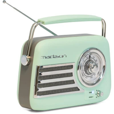 Afbeelding van Madison FREESOUND VR40GR Mat 30W Vintage Lange Batterij Radio Bluetooth, USB &amp; FM Lichtgroen Vintage, Nostalgisch, Retro