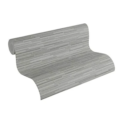 Afbeelding van STEENSTRIP BEHANG Industrieel zwart en grijs A.S. Création Elements