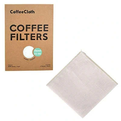 Afbeelding van Earthtopia Set van 3 herbruikbare koffiefilters stof, 100% hennep, filterzakken voor koffiezetapparaat en handfilter, permanent filter, herbruikbaar filter (3, Chemex 6 10 kopjes