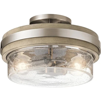 Afbeelding van Kichler LED Plafondlamp Grand Bank 2X E27 Max 60W Dimbaar Distressed Antique Grey