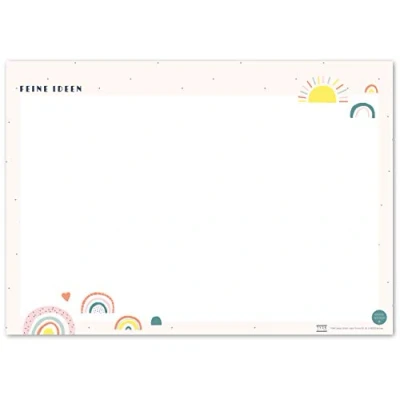 Afbeelding van TYSK design Bureauonderlegger, regenboog, blanco, naar keuze, tafelonderlegger van papier om af te scheuren, DIN A3 to do lijst, notitieblok, weekplanner