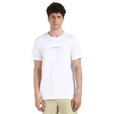 Afbeelding van Calvin Klein Jeans Minimal LOGO TEE Tshirt print, Heren, Maat: Large, Bright white