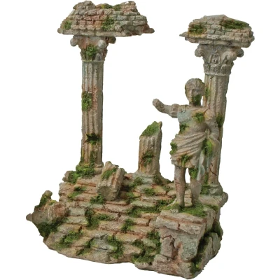 Afbeelding van Polyresin ornament Romeinse tempel met beeld grijs 22x17 cm Gebr. de Boon