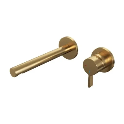 Afbeelding van Brauer Gold Edition Wastafelmengkraan inbouw rechte uitloop links hendel middel dik model E 1 PVD geborsteld goud