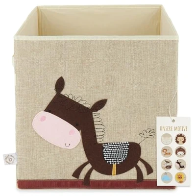 Afbeelding van Bieco opbergdoos kinderen schattige ezel speelgoeddoos opvouwbaar 33x33x33 cm ideaal voor Kallax plank opbergdozen kinderkamer knuffel dierentuin