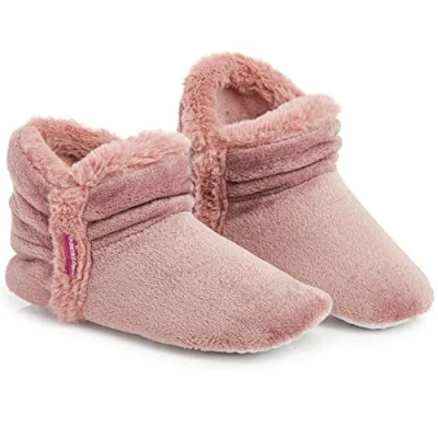 Afbeelding van DUNLOP Dames Bootie Slippers, Kwaliteit Enkelpantoffels Memory Foam Schapenvacht Slippers Indoor Outdoor Schoenen, Comfortabele Warme Winter Slipper Enkellaarzen, Cadeau Voor Dames, Dusky