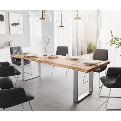Afbeelding van Eettafel Edge acacia natuur 260x100 XL edelstaal smal Live