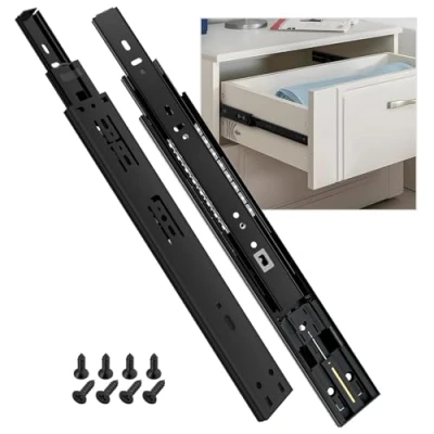 Afbeelding van SHUHANG Ladegeleiders met softclose lade geleiders voor kastlade zwaar gebruik, 45 kg, volledige verlenging kogellagergeleiders, 300, 350, 400, 450, 500, 550, 600 mm, zijmontage, 1 paar
