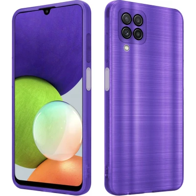 Afbeelding van Cadorabo Hoesje geschikt voor Samsung Galaxy A22 4G in Brushed Paars Beschermhoes Case Cover TPU silicone