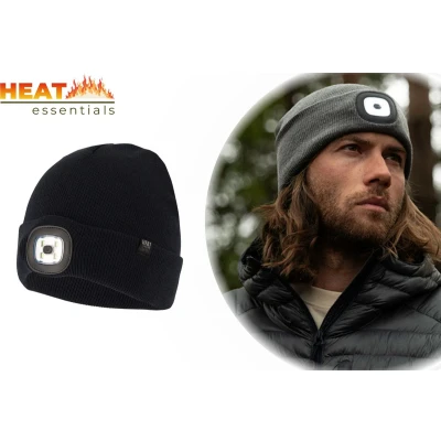 Afbeelding van Heat Essentials LED Muts Heren One Size Unisex Navy Fleece Dames Beanie Thermo